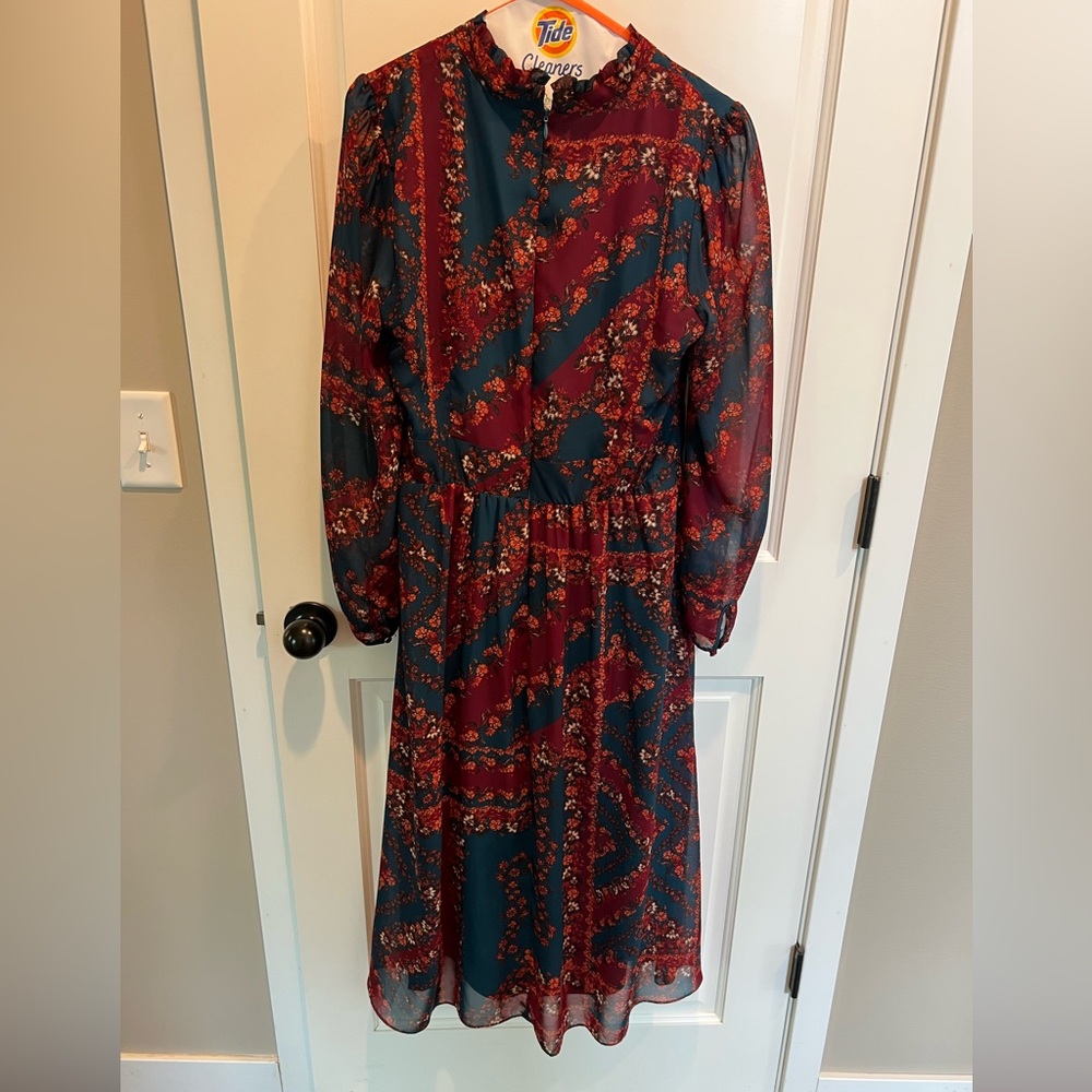 Julia Jordan Red and Blue Long Sleeve Dress - Picture 5 of 8